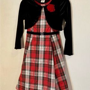 Barely worn party dress, hint of sparkle. Festive bolero keeps arms warm!